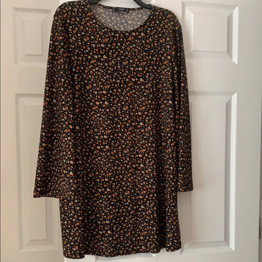 Mango Black and Orange Floral Mini Dress
